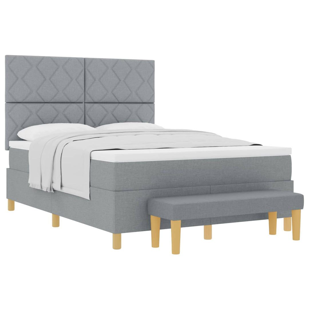 Box spring seng med hovedgærde Lysegrå 190 x 140 cm Stof
