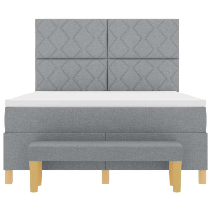 Box spring seng med hovedgærde Lysegrå 190 x 140 cm Stof