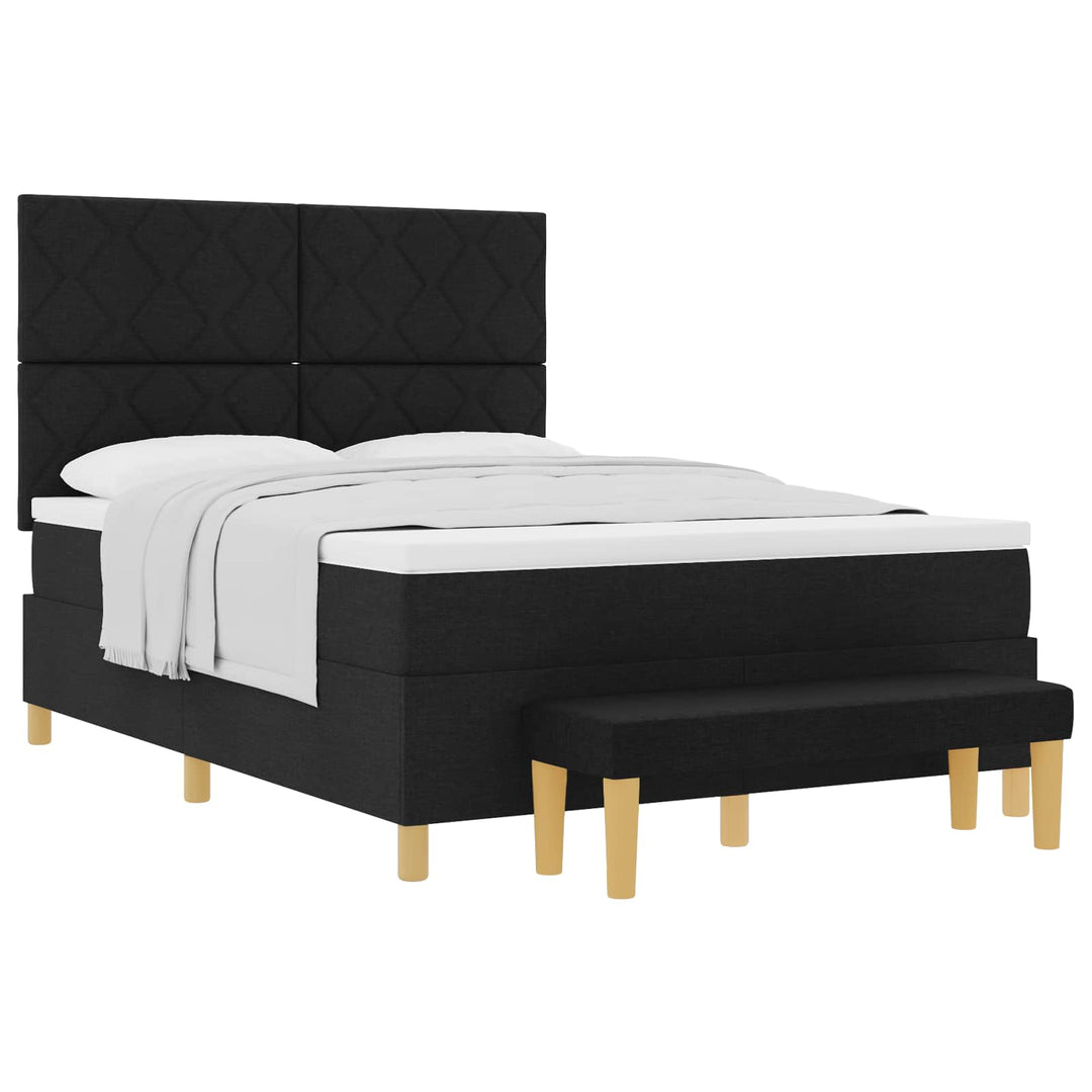 Box spring seng med pude med hovedgærde Sort 190 x 140 cm Stof