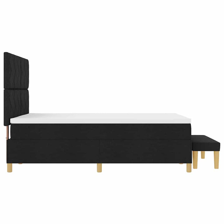 Box spring seng med pude med hovedgærde Sort 190 x 140 cm Stof