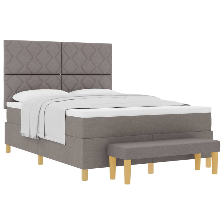 Box spring seng med pude Gråbrun 140 x 190 cm Stof