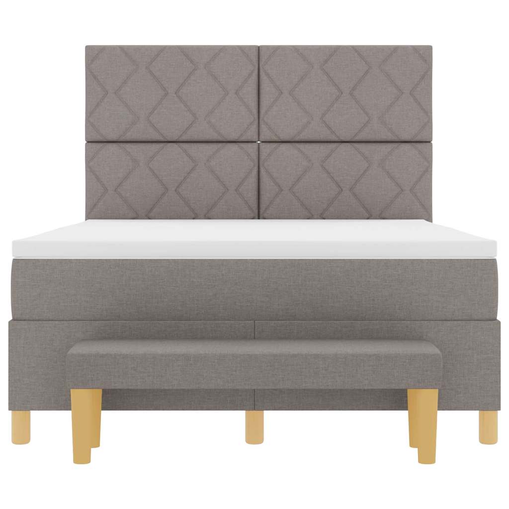 Box spring seng med pude Gråbrun 140 x 190 cm Stof