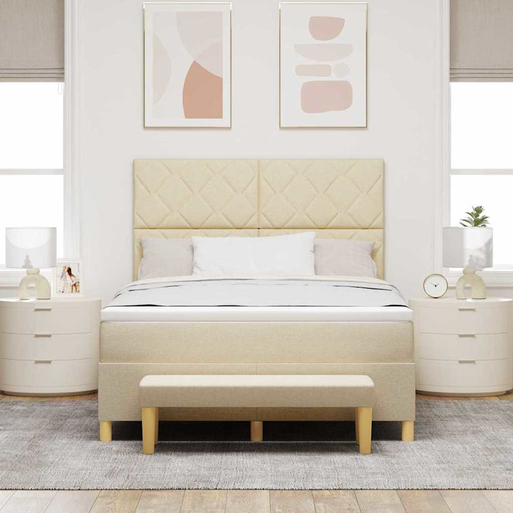 Box spring seng med hovedgærde Creme 190 x 140 cm Stof