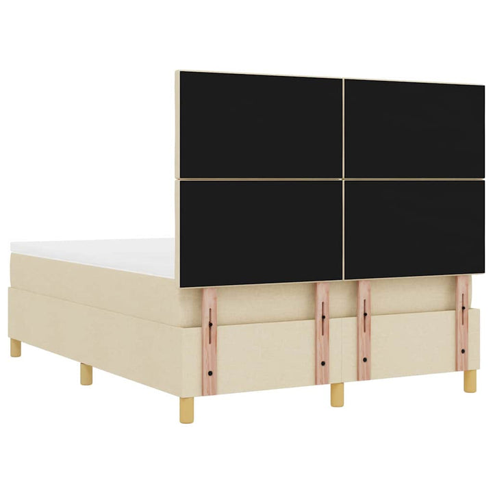 Box spring seng med hovedgærde Creme 190 x 140 cm Stof