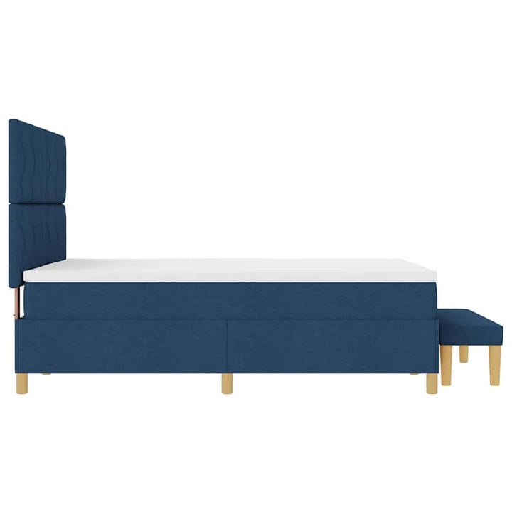 Box spring seng med pude med hovedgærde Blå 190 x 140 cm Stof