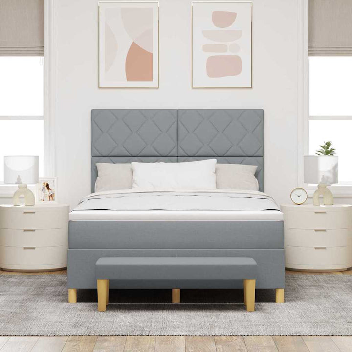 Box spring seng med pude Lysegrå 200 x 140 cm Stof