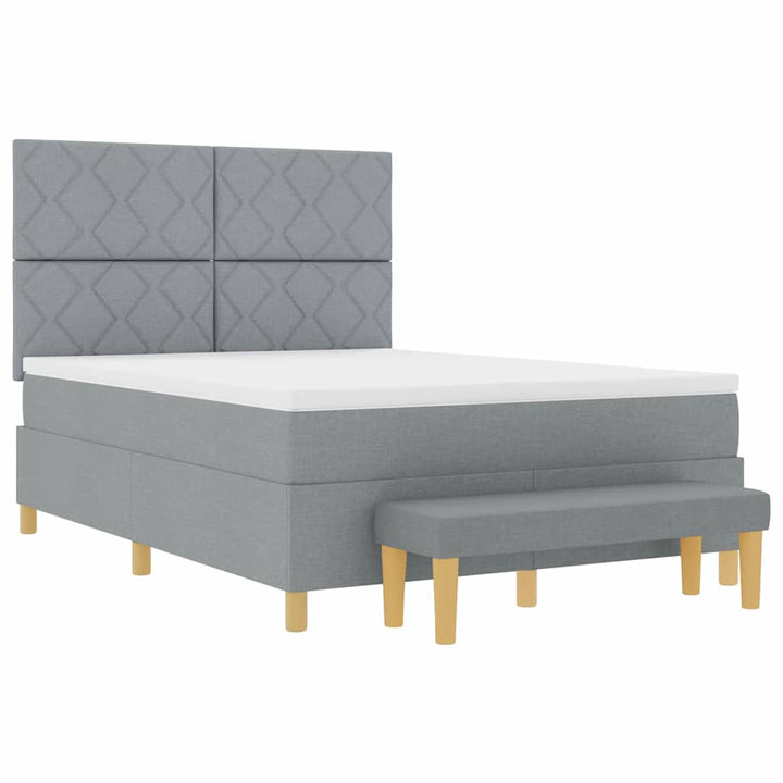 Box spring seng med pude Lysegrå 200 x 140 cm Stof
