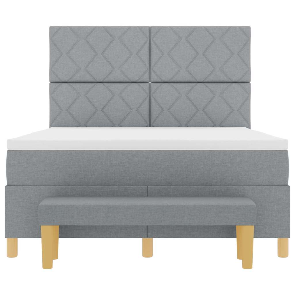 Box spring seng med pude Lysegrå 200 x 140 cm Stof