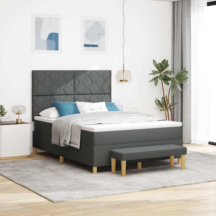 Box spring seng med hovedgærde Mørkegrå 200 x 140 cm Stof