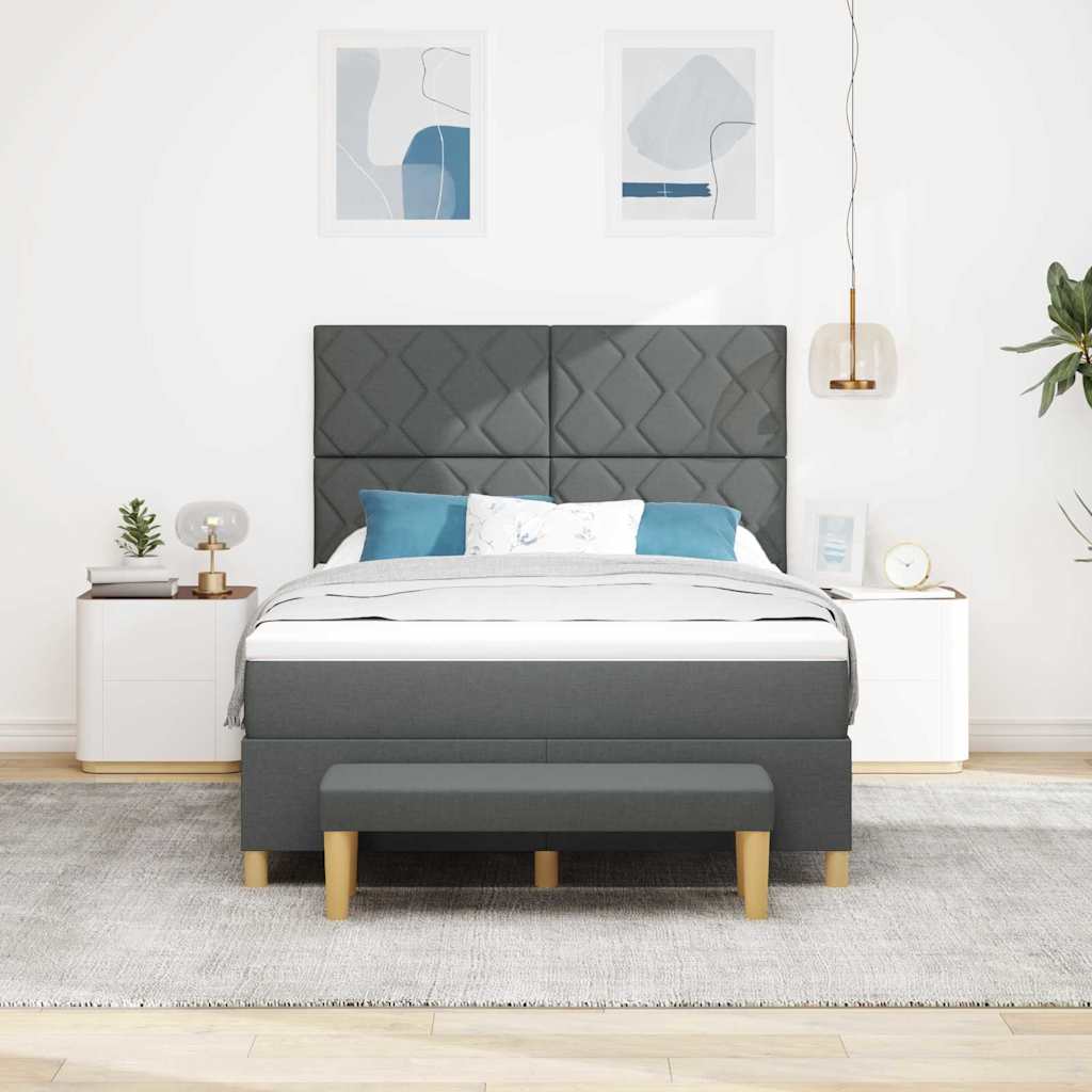 Box spring seng med hovedgærde Mørkegrå 200 x 140 cm Stof