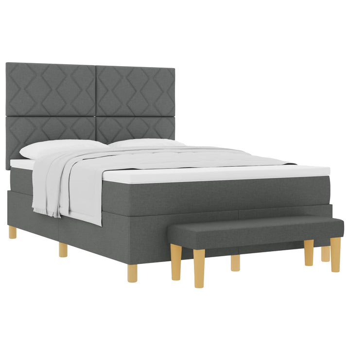 Box spring seng med hovedgærde Mørkegrå 200 x 140 cm Stof