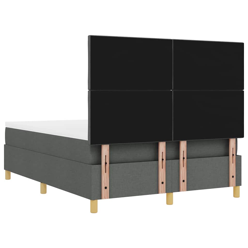 Box spring seng med hovedgærde Mørkegrå 200 x 140 cm Stof