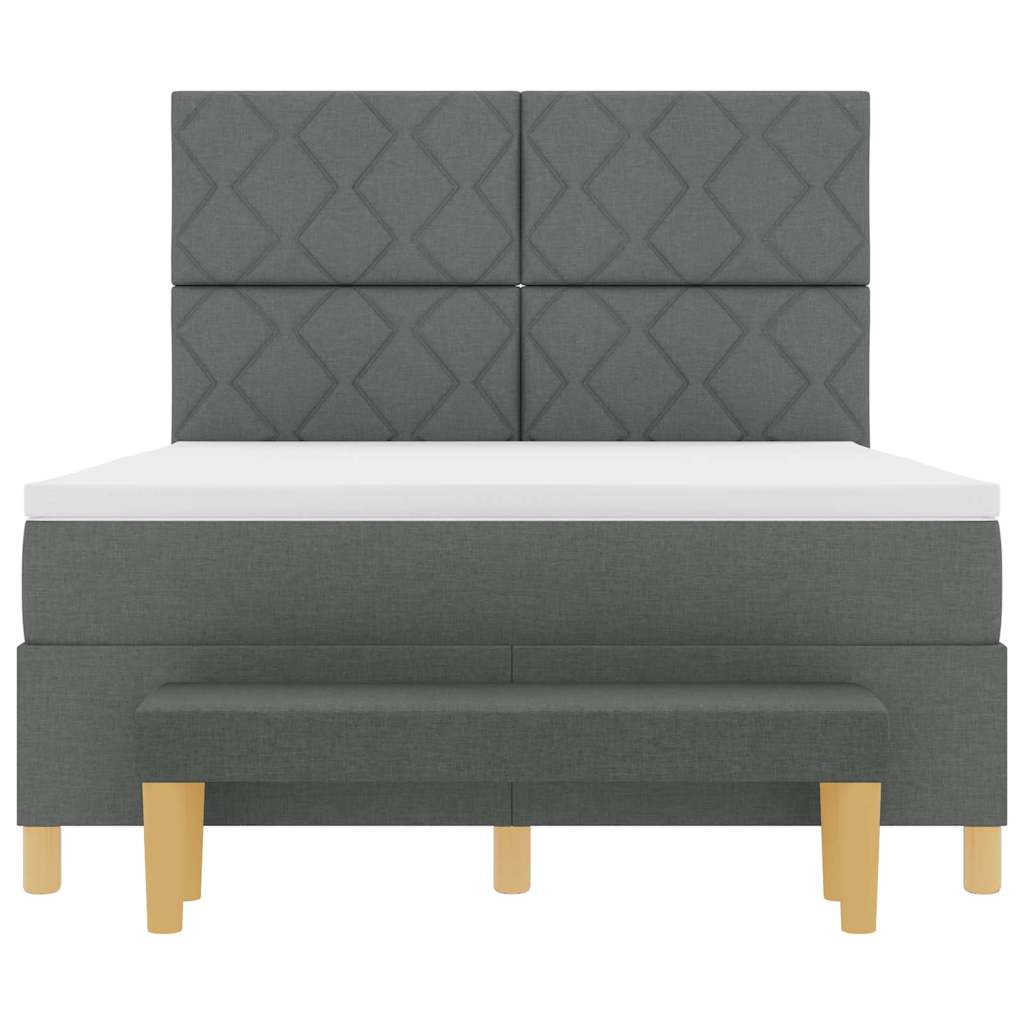 Box spring seng med hovedgærde Mørkegrå 200 x 140 cm Stof