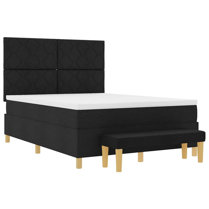 Box spring seng med pude med hovedgærde Sort 200 x 140 cm Stof