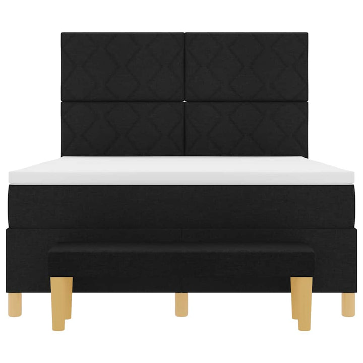 Box spring seng med pude med hovedgærde Sort 200 x 140 cm Stof