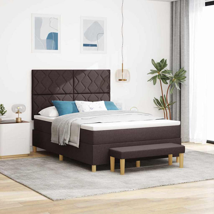 Box spring seng med hovedgærde Mørkebrun 200 x 140 cm Stof