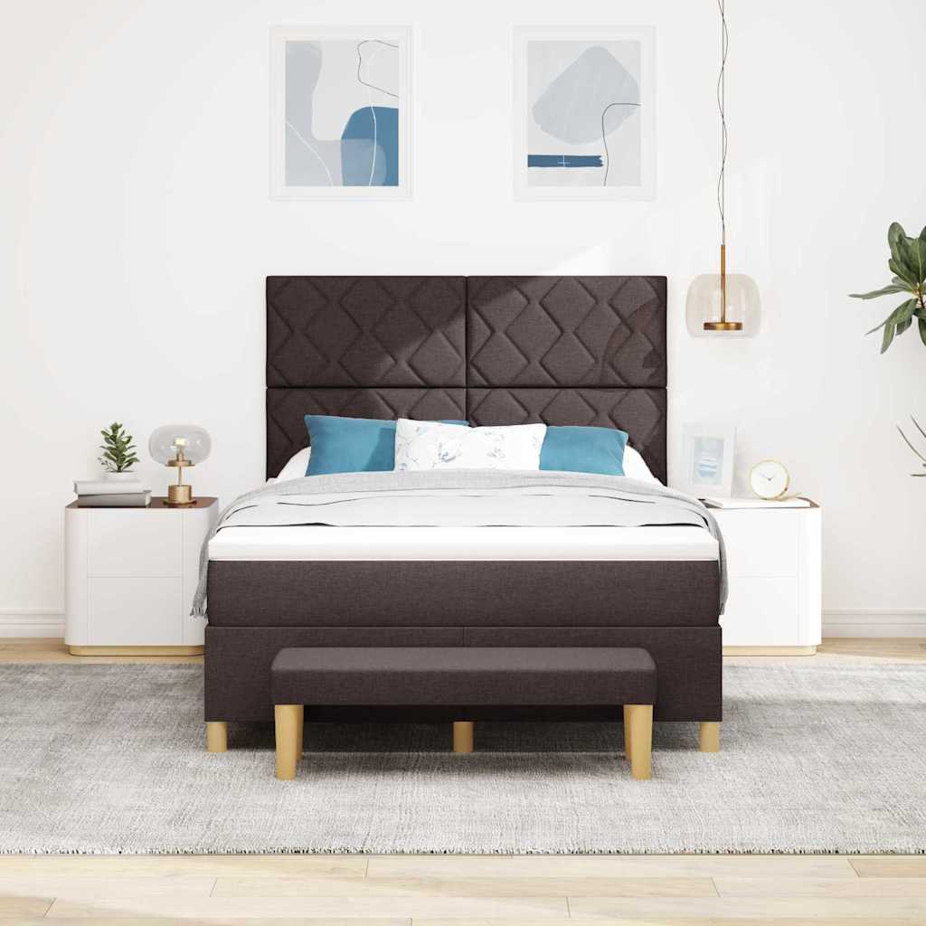 Box spring seng med hovedgærde Mørkebrun 200 x 140 cm Stof