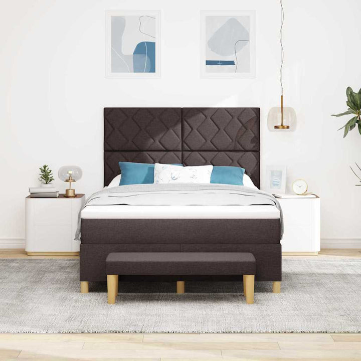 Box spring seng med hovedgærde Mørkebrun 200 x 140 cm Stof