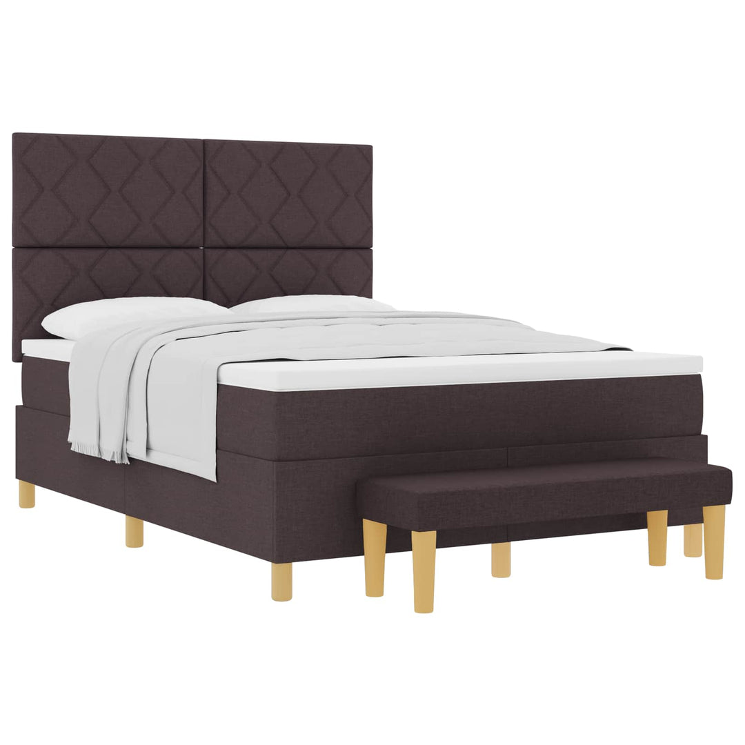 Box spring seng med hovedgærde Mørkebrun 200 x 140 cm Stof
