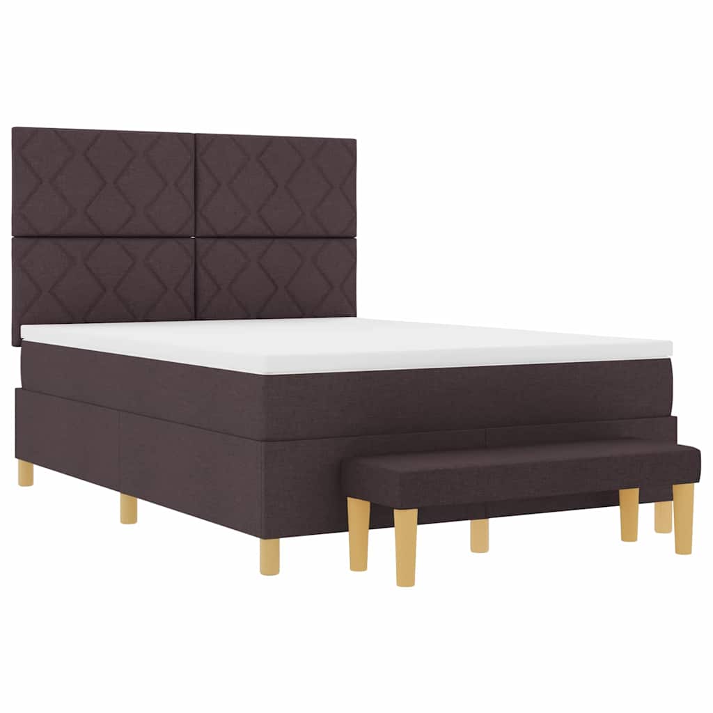 Box spring seng med hovedgærde Mørkebrun 200 x 140 cm Stof