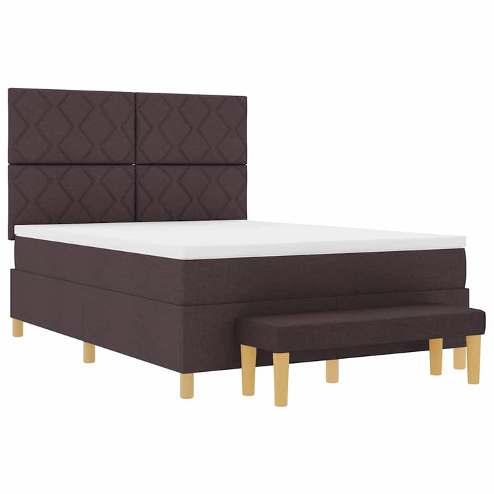 Box spring seng med hovedgærde Mørkebrun 200 x 140 cm Stof