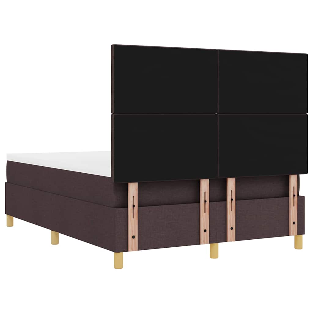 Box spring seng med hovedgærde Mørkebrun 200 x 140 cm Stof