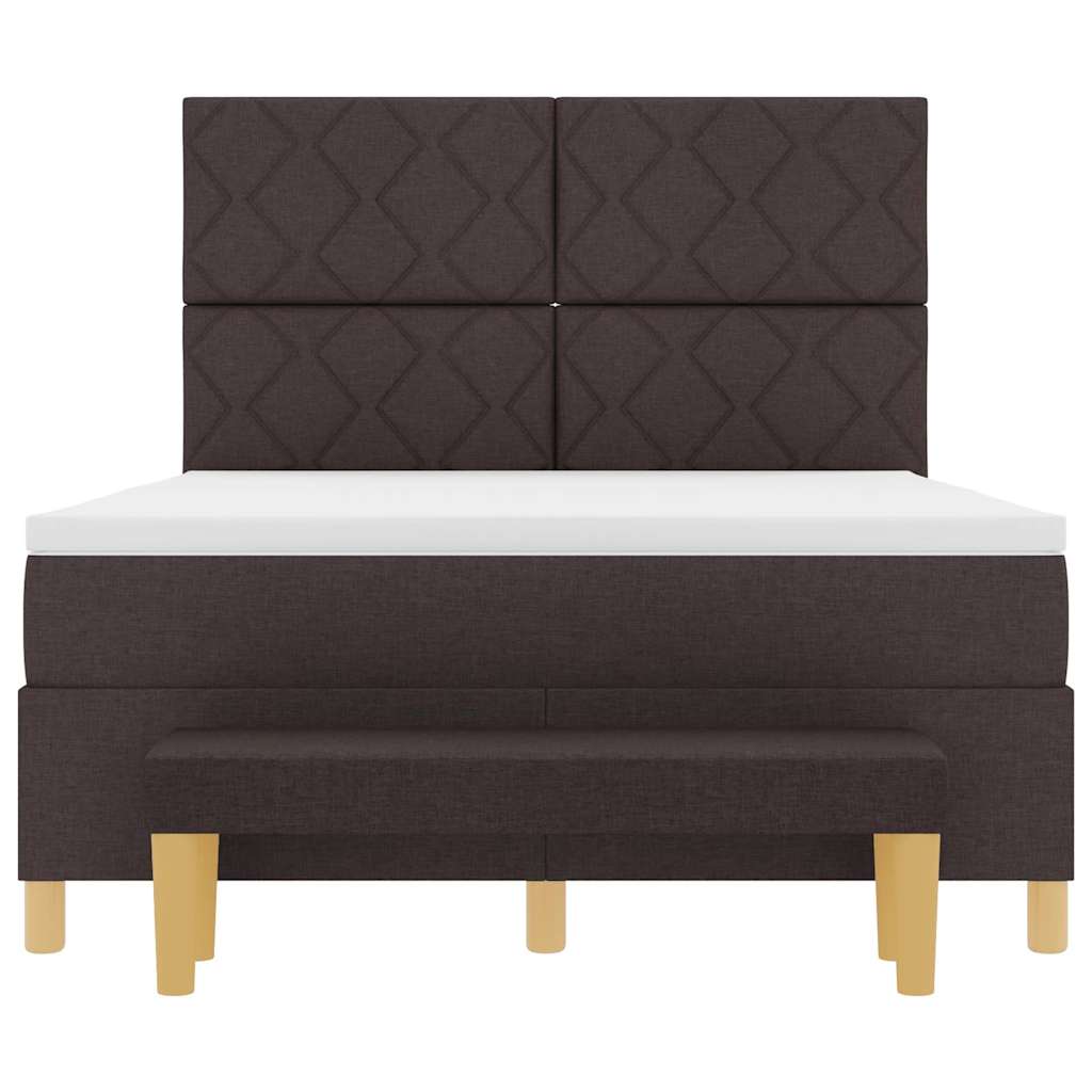 Box spring seng med hovedgærde Mørkebrun 200 x 140 cm Stof