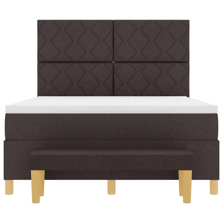 Box spring seng med hovedgærde Mørkebrun 200 x 140 cm Stof