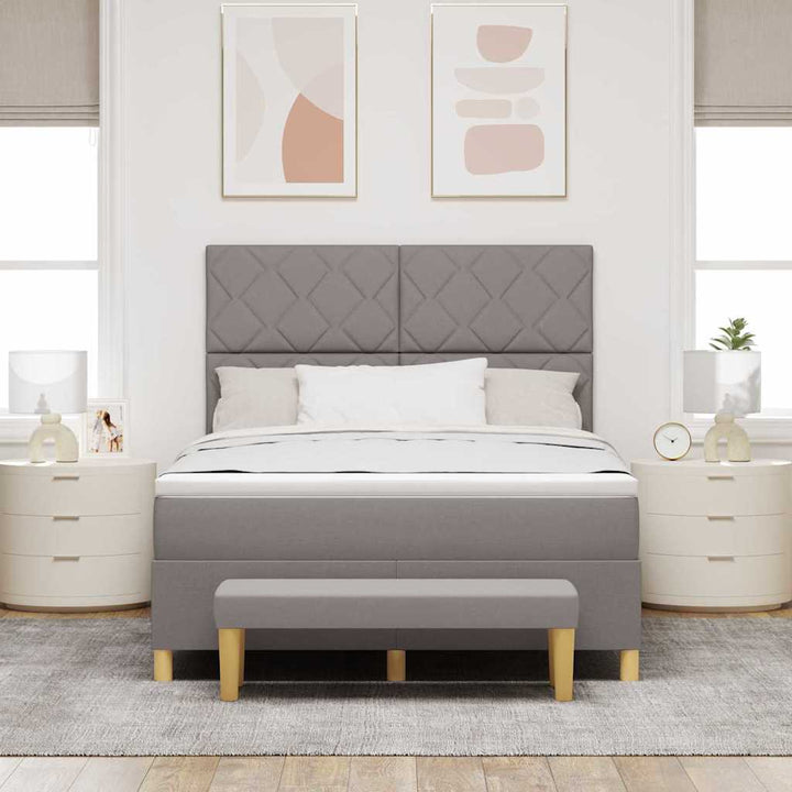 Box spring seng med pude Gråbrun 200 x 140 cm Stof