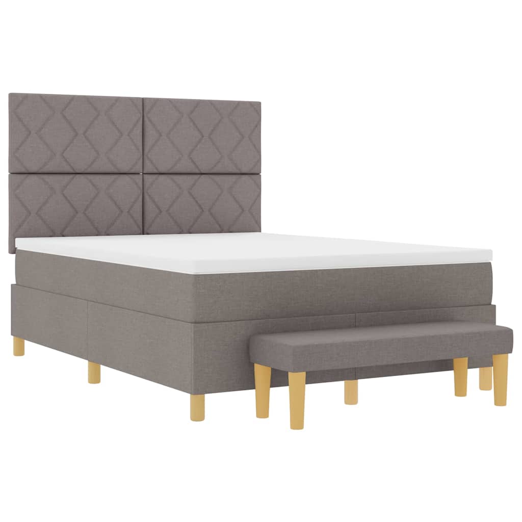 Box spring seng med pude Gråbrun 200 x 140 cm Stof
