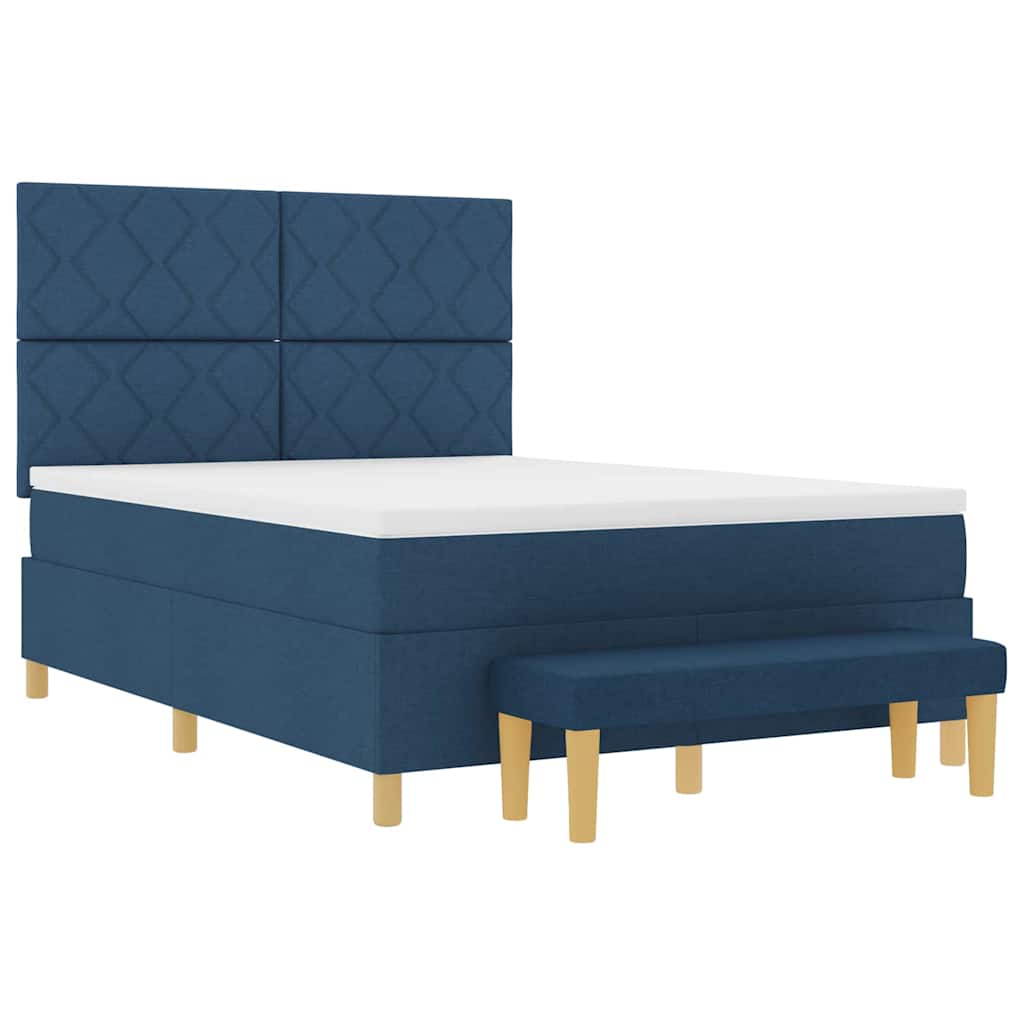 Box spring seng med pude med hovedgærde Blå 200 x 140 cm Stof