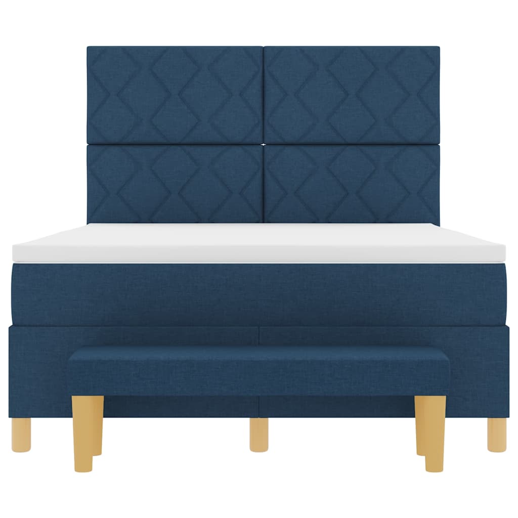 Box spring seng med pude med hovedgærde Blå 200 x 140 cm Stof