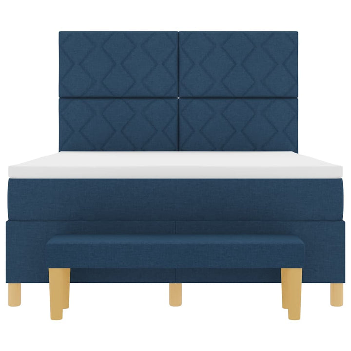 Box spring seng med pude med hovedgærde Blå 200 x 140 cm Stof