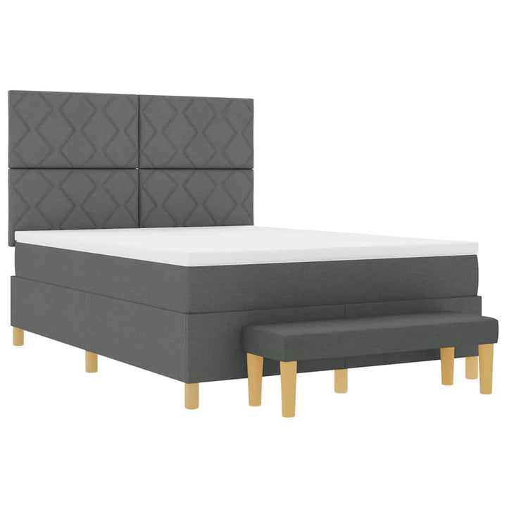 Box spring seng med pude Mørkegrå 200 x 160 cm Stof