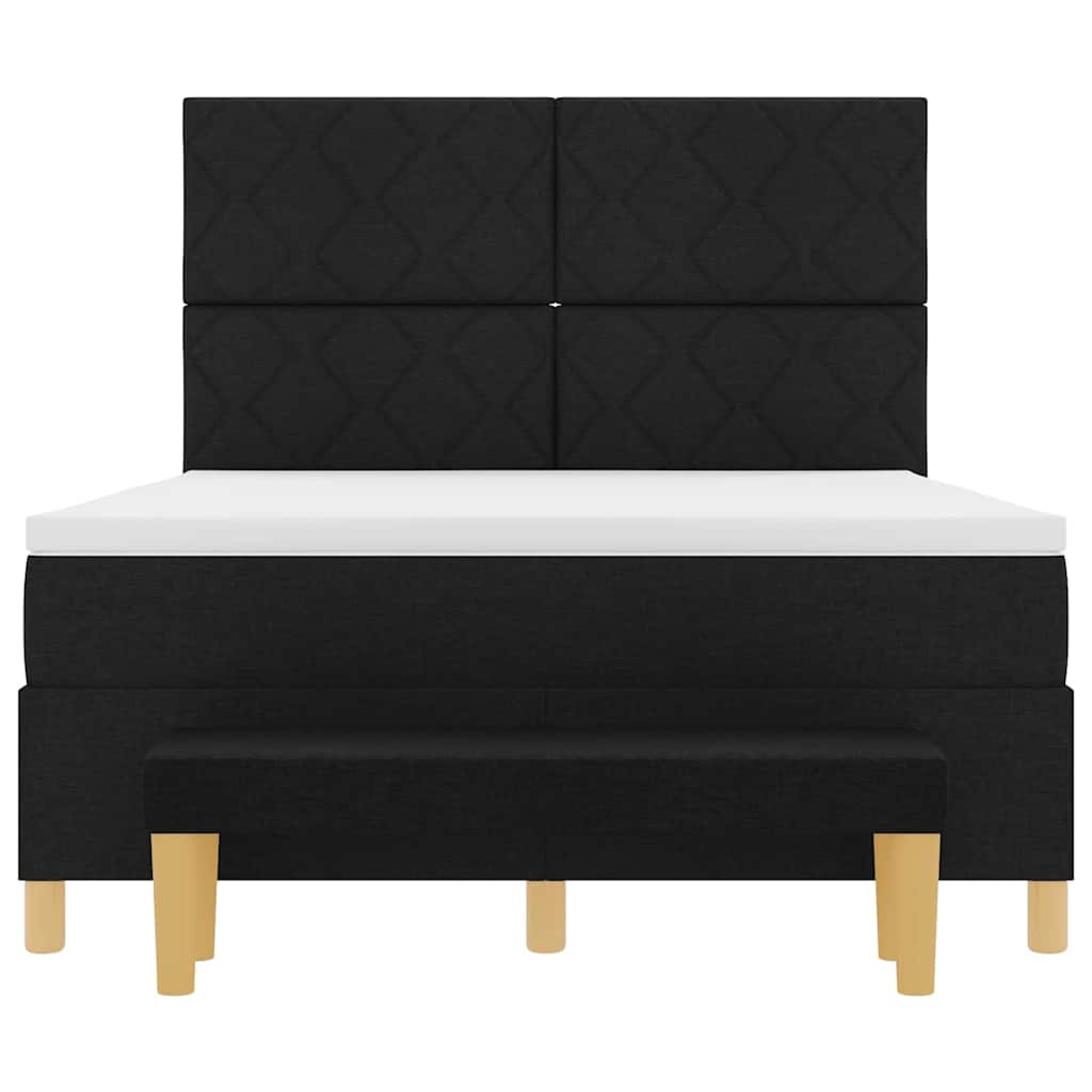 Box spring seng med pude med hovedgærde Sort 200 x 160 cm Stof
