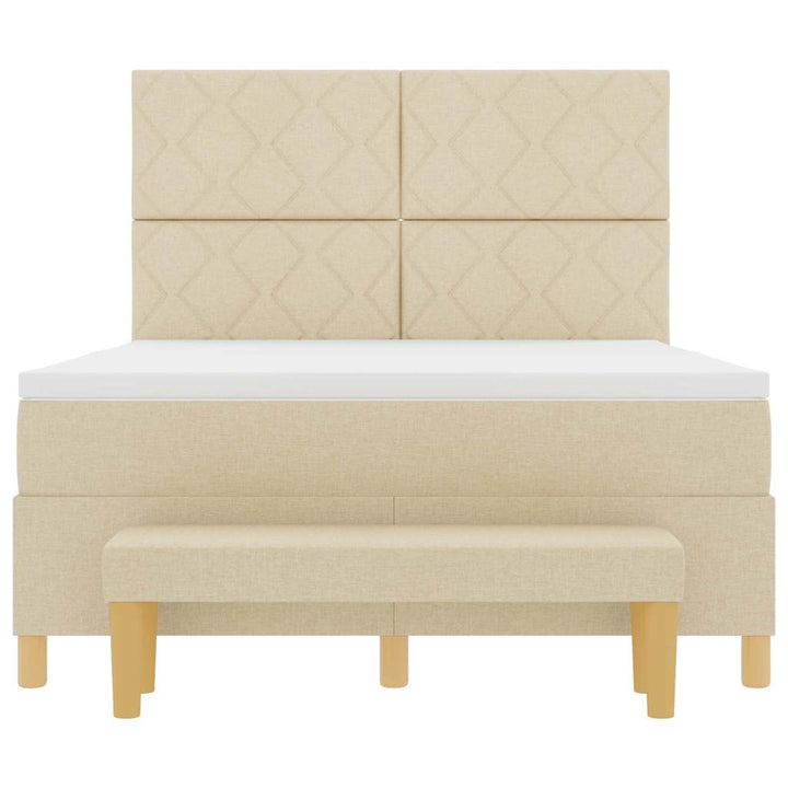 Box spring seng med pude med hovedgærde Creme 200 x 160 cm Stof