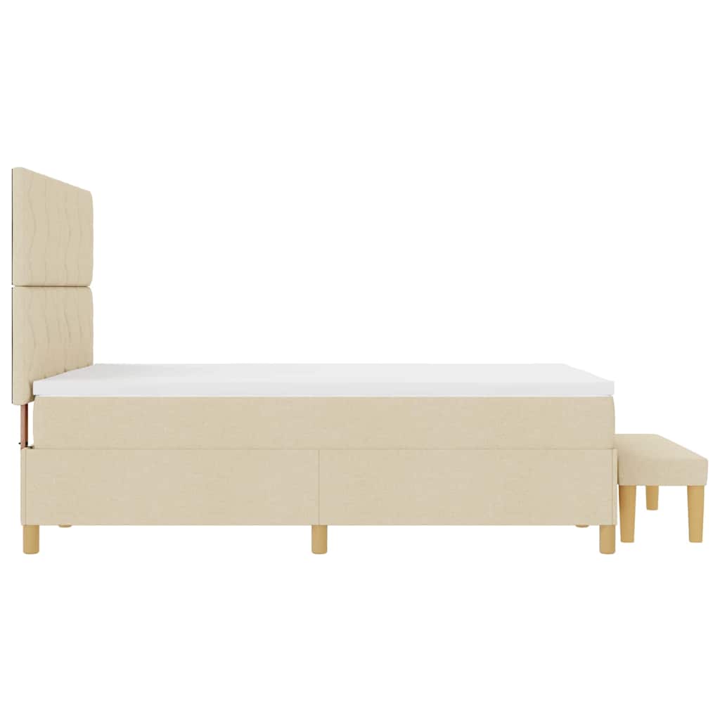 Box spring seng med pude med hovedgærde Creme 200 x 160 cm Stof