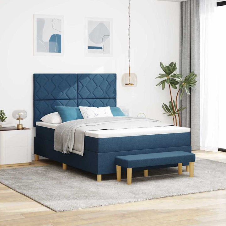 Box spring seng med pude med hovedgærde Blå 200 x 160 cm Stof