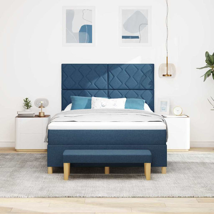 Box spring seng med pude med hovedgærde Blå 200 x 160 cm Stof