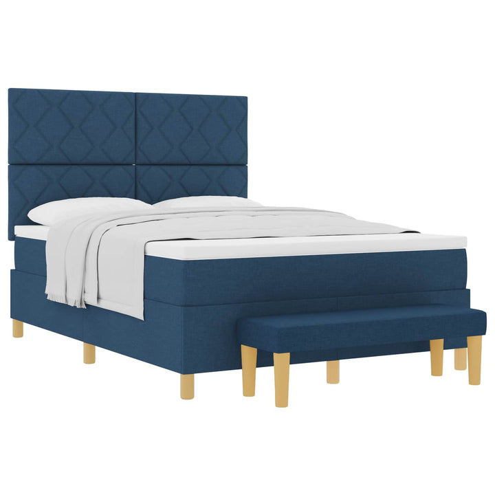 Box spring seng med pude med hovedgærde Blå 200 x 160 cm Stof