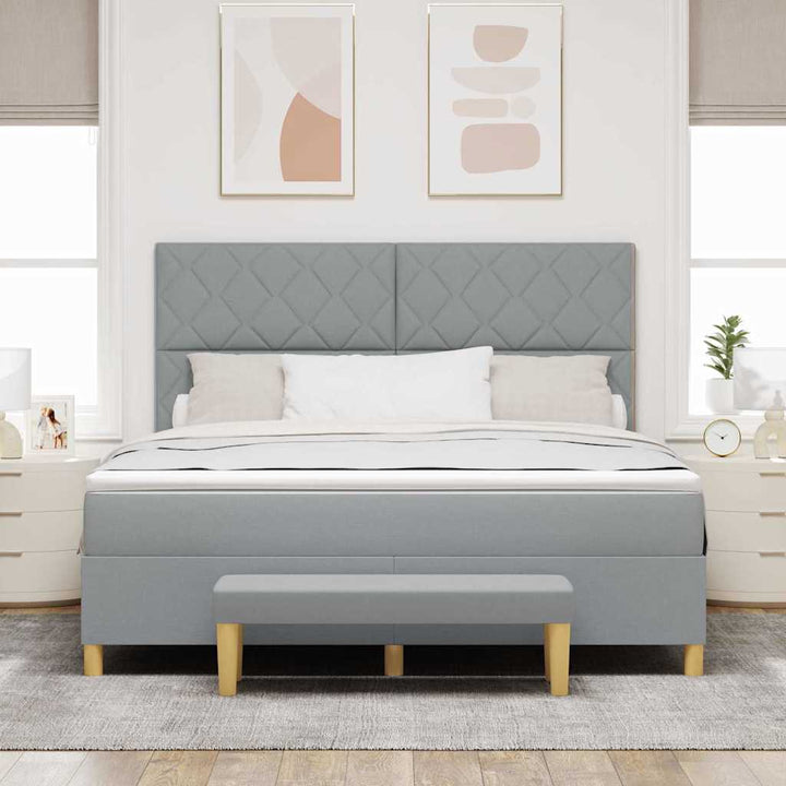 Box spring seng med hovedgærde Lysegrå 200 x 180 cm Stof