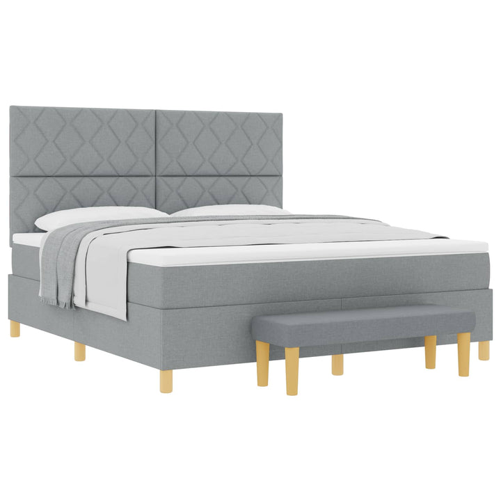 Box spring seng med hovedgærde Lysegrå 200 x 180 cm Stof