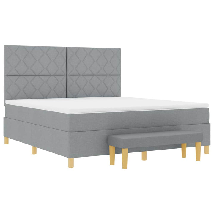 Box spring seng med hovedgærde Lysegrå 200 x 180 cm Stof