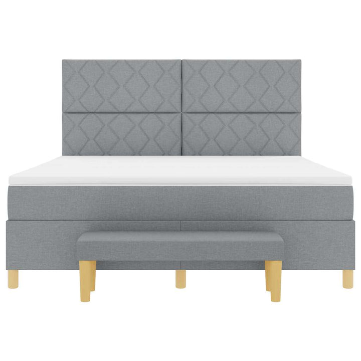 Box spring seng med hovedgærde Lysegrå 200 x 180 cm Stof