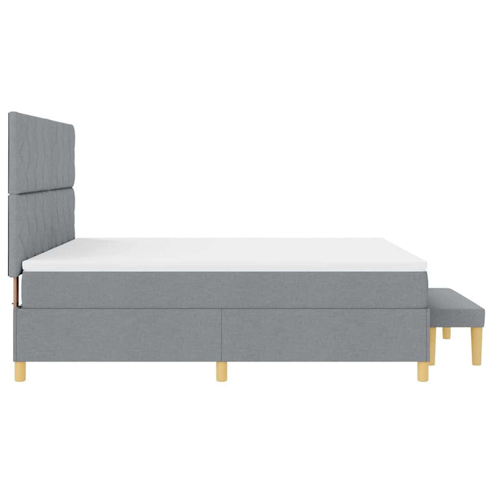 Box spring seng med hovedgærde Lysegrå 200 x 180 cm Stof