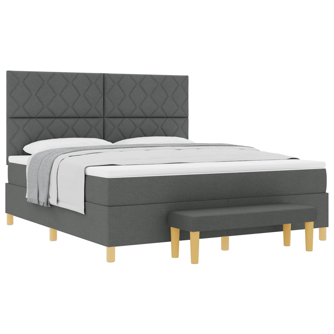 Box spring seng med pude Mørkegrå 200 x 180 cm Stof
