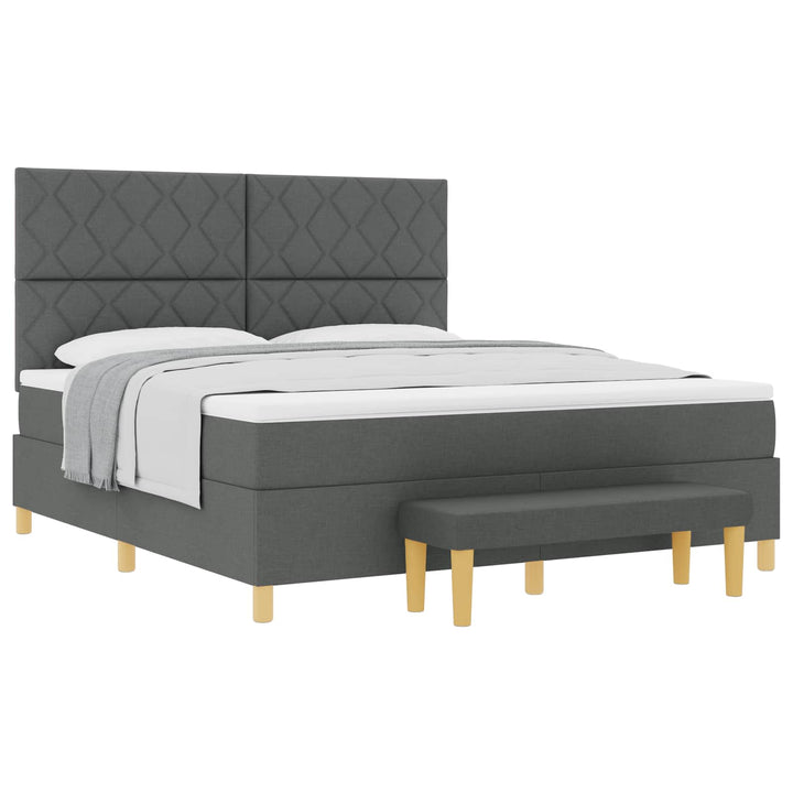 Box spring seng med pude Mørkegrå 200 x 180 cm Stof