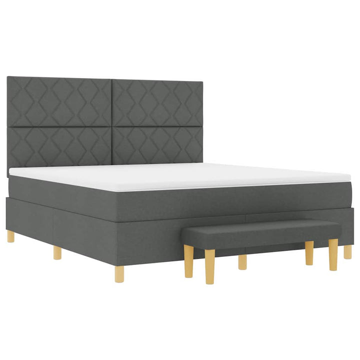 Box spring seng med pude Mørkegrå 200 x 180 cm Stof