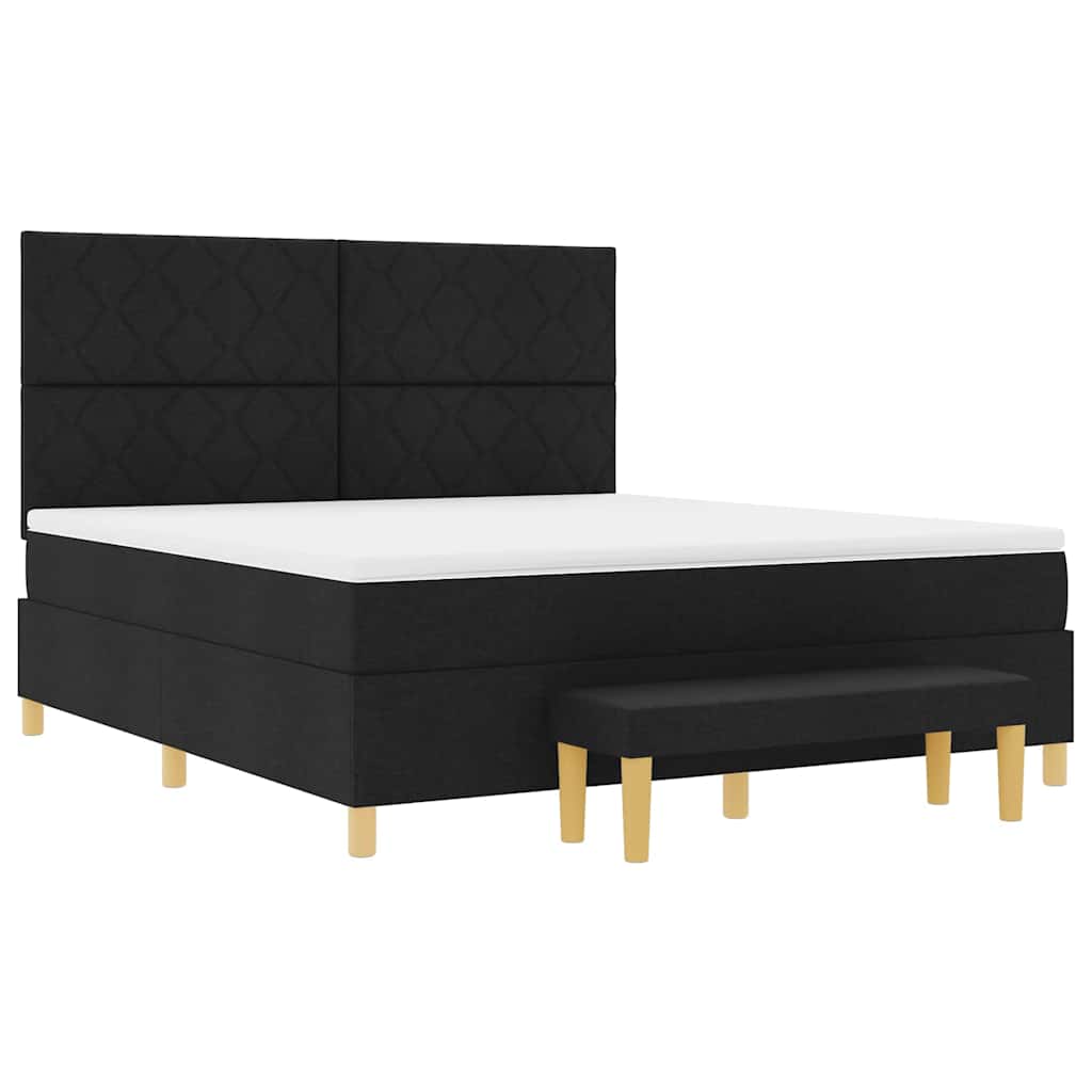 Box spring seng med hovedgærde Sort 200 x 180 cm Stof