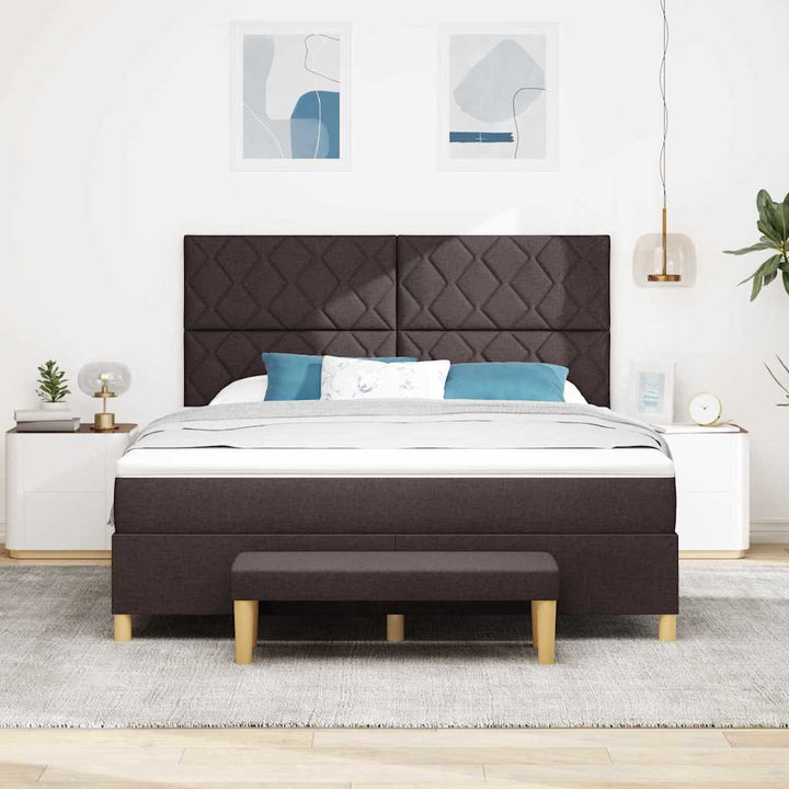 Box spring seng med hovedgærde Mørk Brun 200 x 180 cm Stof